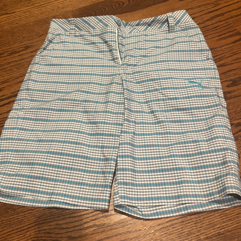 Puma Blue and White Checkered Shorts